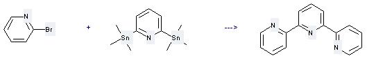 2,2',2''-Terpyridine can be prepared by 2-bromo-pyridine with 2,6-bis-trimethylstannanyl-pyridine.